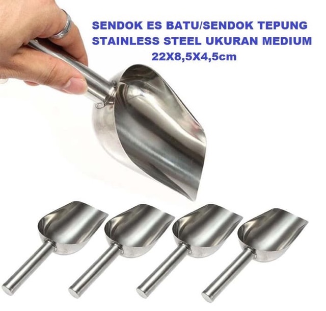 SENDOK ES BATU TEPUNG STAINLESS STEEL
