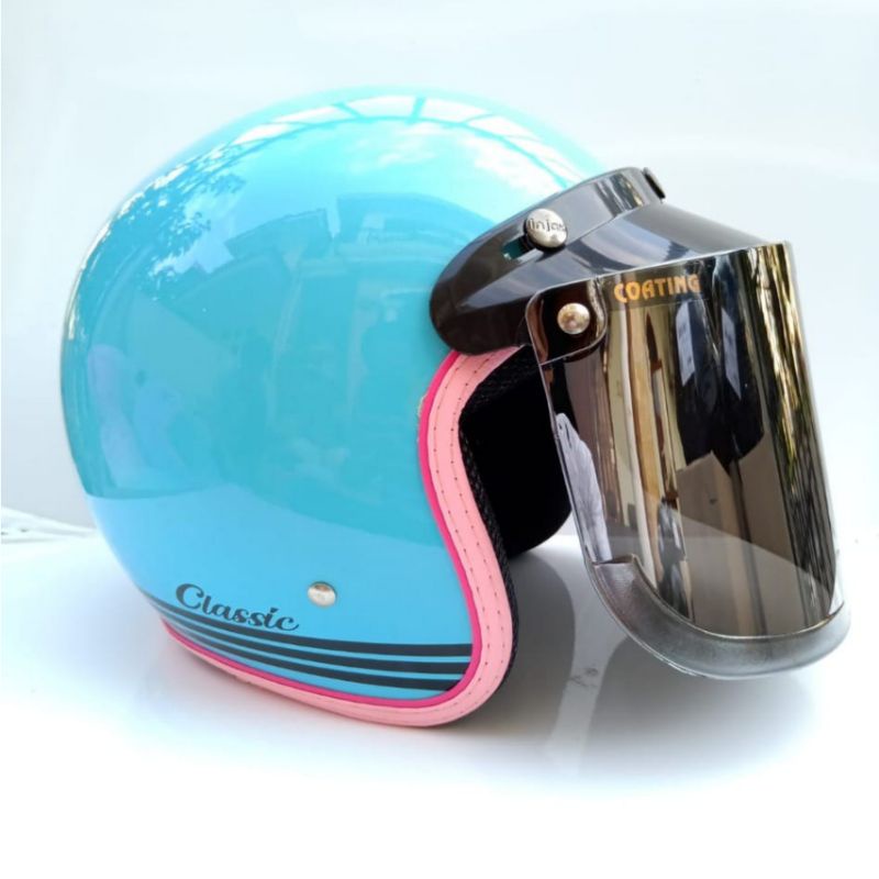 HELM HELEM BOGO PRIA WANITA RETRO HLM PASTEL CLASSIC POLOS KEKINIAN TERLARIS SNI