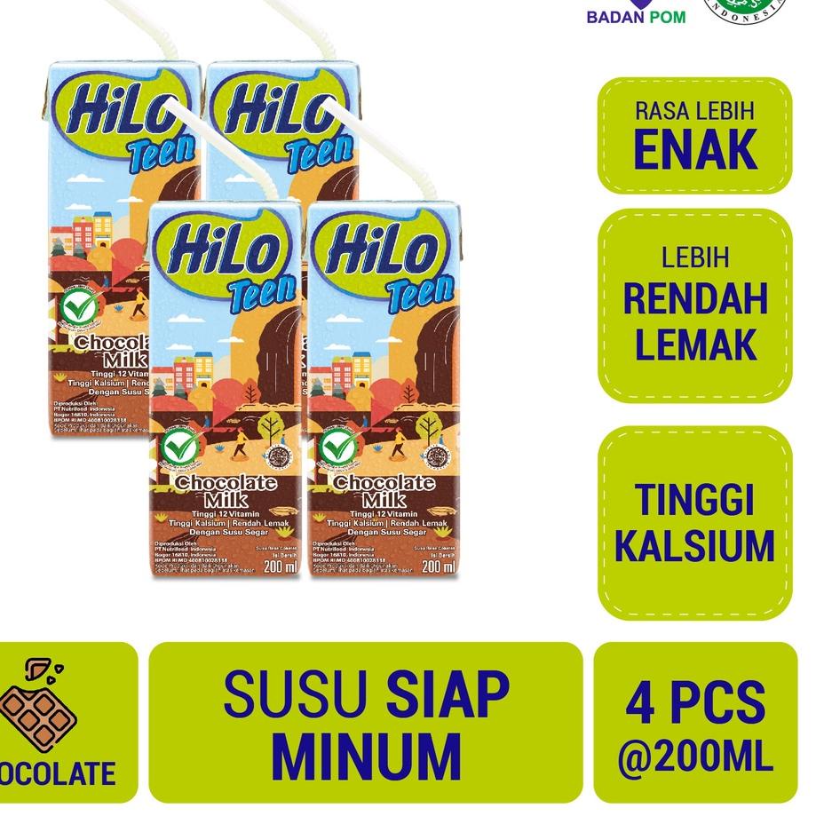 

BestSeller⛄ 4 Pack - HiLo Teen Chocolate Milk 200 ml x 4 pcs Ready to Drink (RTD) - Susu Tinggi Kalsium #Shopeehaul