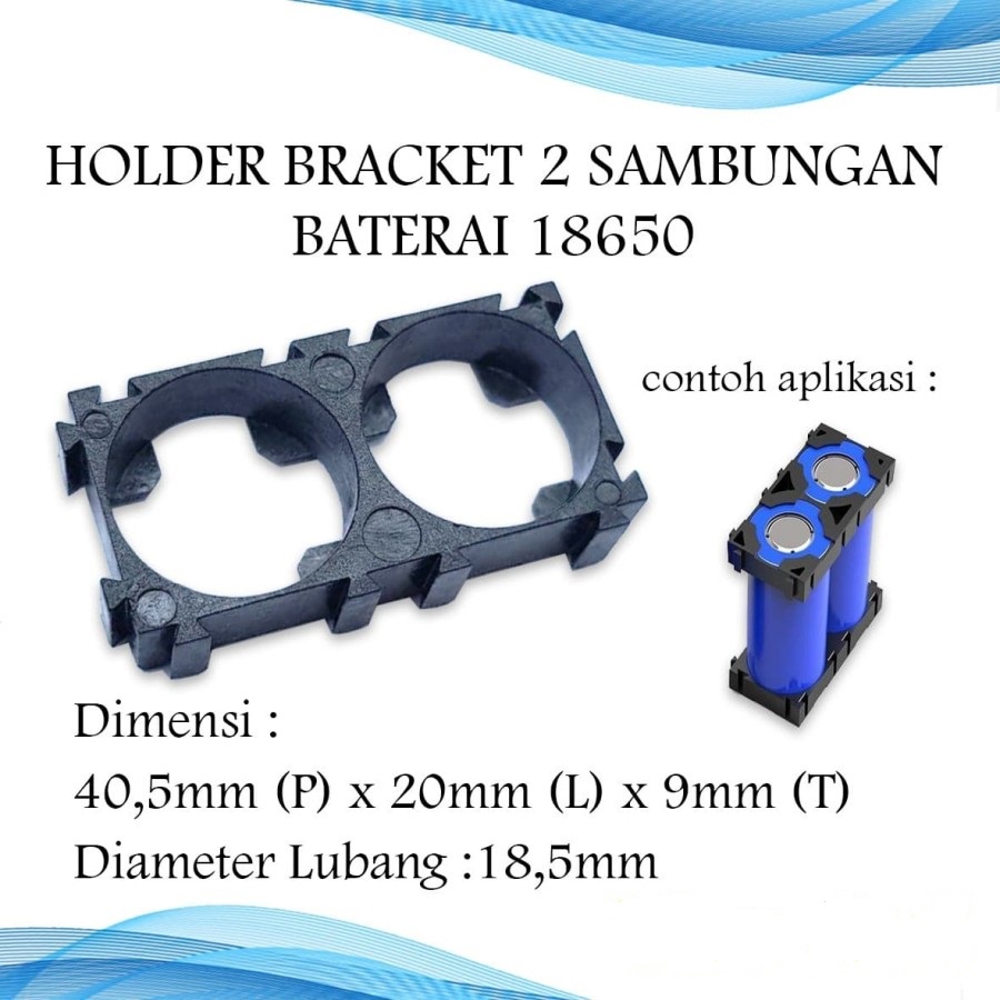 HOLDER BRACKET BRAKET SAMBUNGAN BATERAI 18650 2 SLOT TEMPAT BATRE