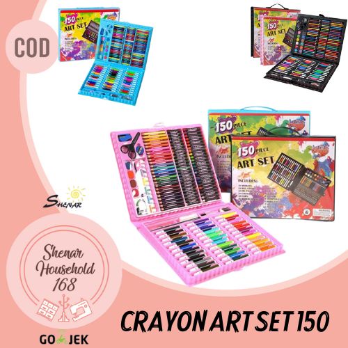 SHENAR , ART SET 150 PENSIL WARNA  ALAT TULIS GAMBAR SEKOLAH COLOURING SET CRAYON PEWARNA ANAK UNIK VIRAL ALAT WARNA SET SERBAGUNA LUCU - BISA COD