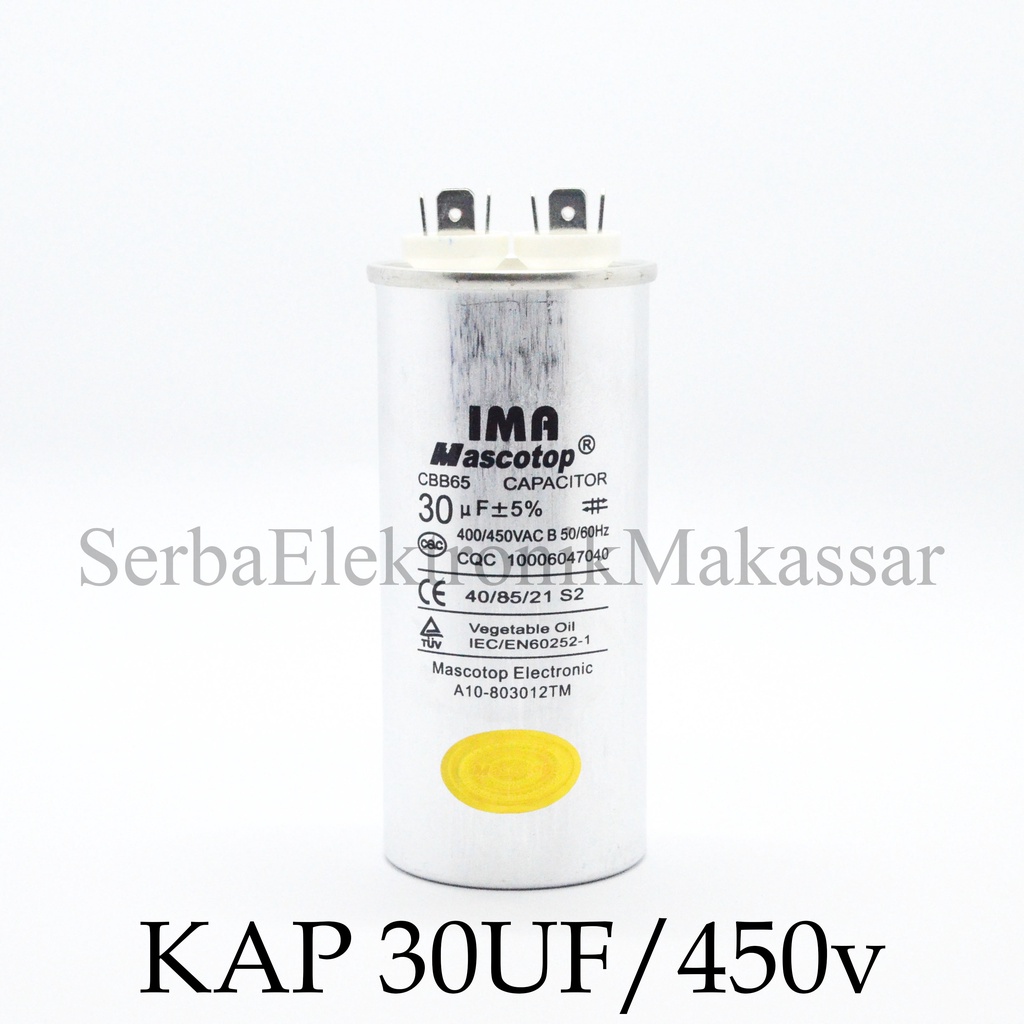 Kapasitor Capasitor AC 30uf 400V 450V Aluminium IMA Mascotop