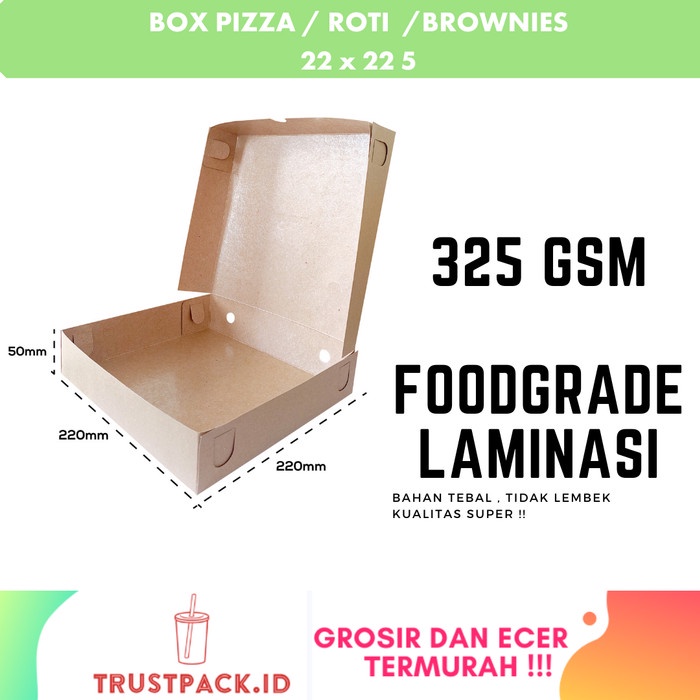 BOX DUS KARDUS KOTAK PIZZA ROTI KUE BROWNIES 22x22x5 cm