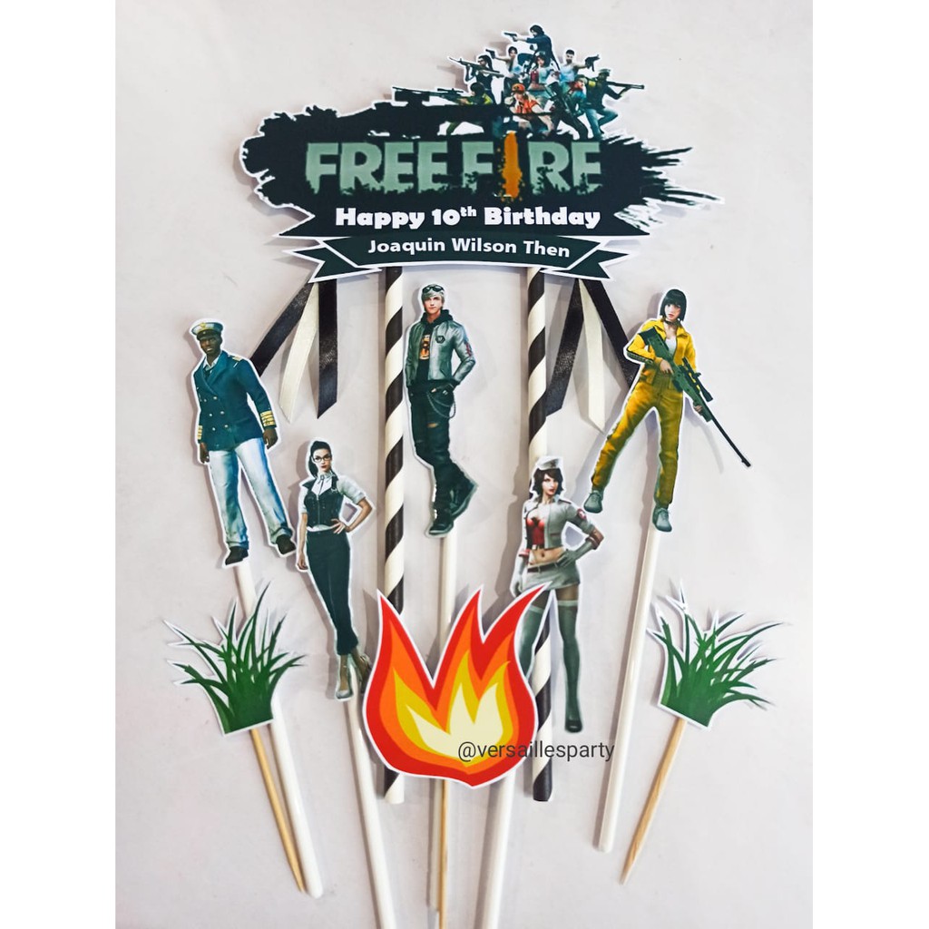 Cake Topper Free Fire / Topper kue Free Fire Game / Tusukan kue Free Fire/ Hiasan kue Free Fire Game