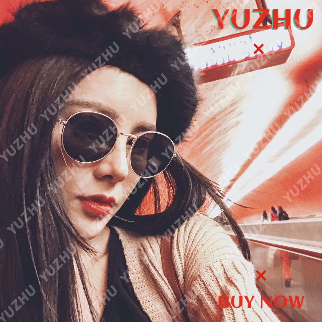 (YUZHU) Bayar di Tempat Korean Bulat Candy Color Kacamata Hitam Wanita/Pria Besi Frame Sunglasses