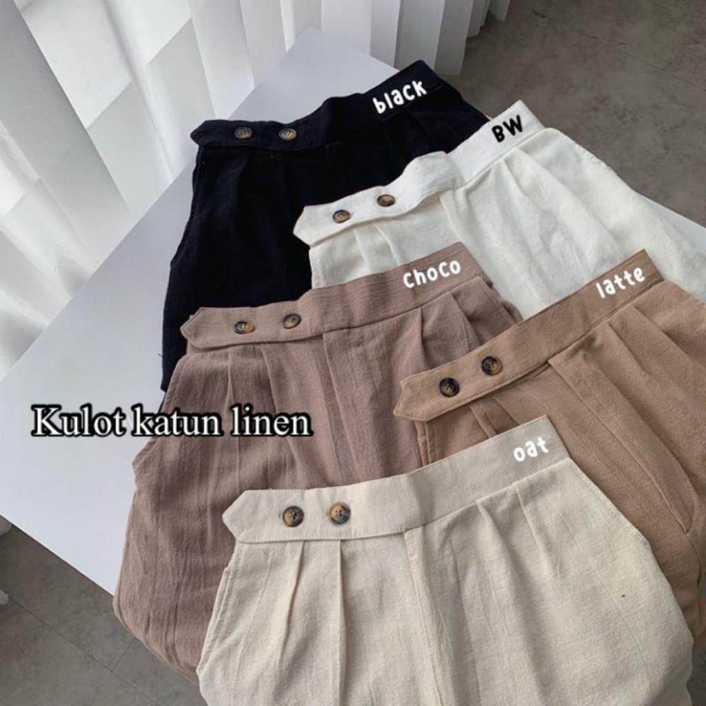 celana kulot linen/celana kulot wanita linen/celana wanita yang lagi trend/celana kulot terbaru 2022