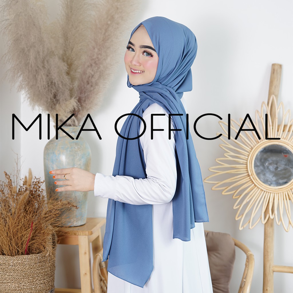 PASHMINA DIAMOND ||  PASHMIN NON TALI/TANPA TALI  POLOS DIAMOND PREMIUM QUALITY-DENIM