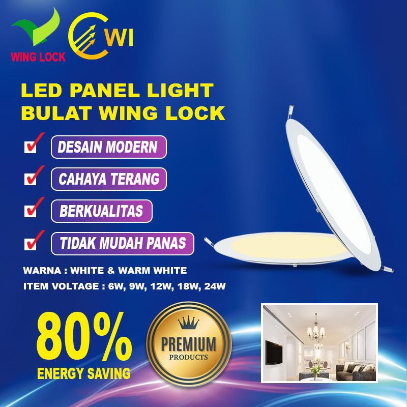 Downlight IB Bulat LED Panel 6W 9W 12W 18W Wing Lock/Lampu InBow WL