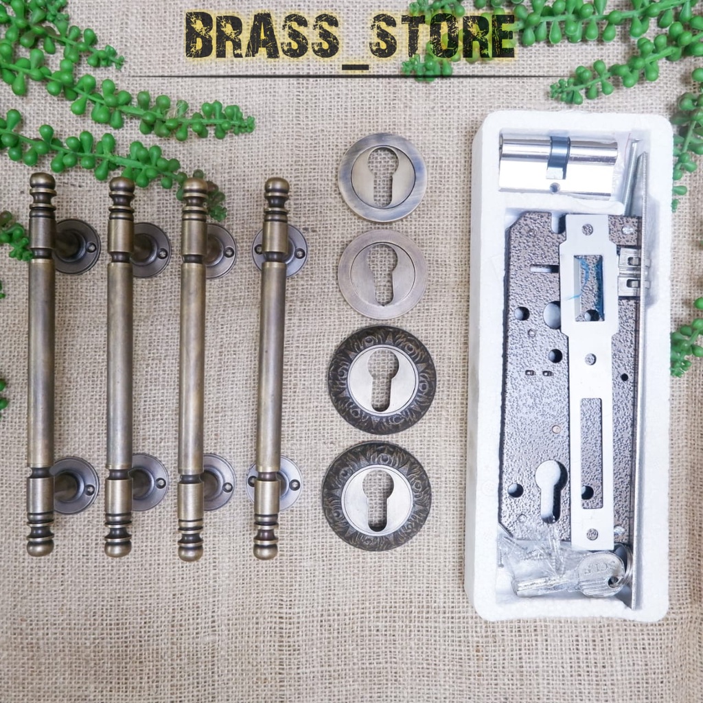 PAKET KOMPLIT HANDLE PINTU RUMAH HANDLE PINTU RUMAH MINIMALIS HANDLE KUNINGAN ANTIK KLASIK HANDLE PI