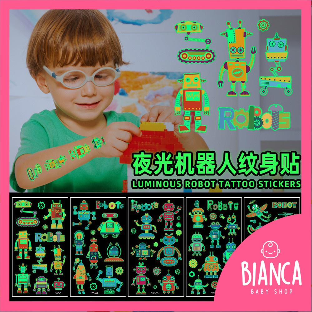 BIANCA - Stiker Tatto Glow In The Dark Lembaran / Nyala dalam Gelap