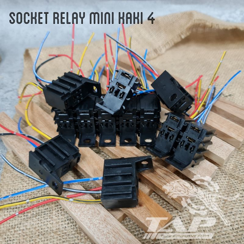 SOCKET SOKET RELAY MINI DENSO KAKI 4 BANGKU GANDENG SUSUN KABEL BINTIK