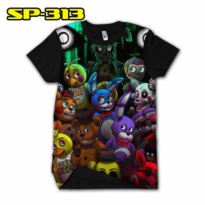 Kaos FNAF versi kartun Baju Fnaf 3D murah
