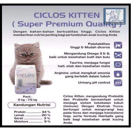 Makanan Kucing anak Ciclos Kitten 500gram sekelas royal canin 