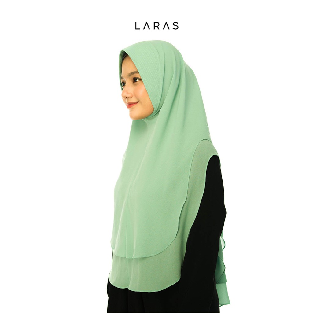 Kerudung Hijab Khimar Instan Bergo Dua Layer Ceruty Babydoll Premium Warna Hijau Wardah By Laras