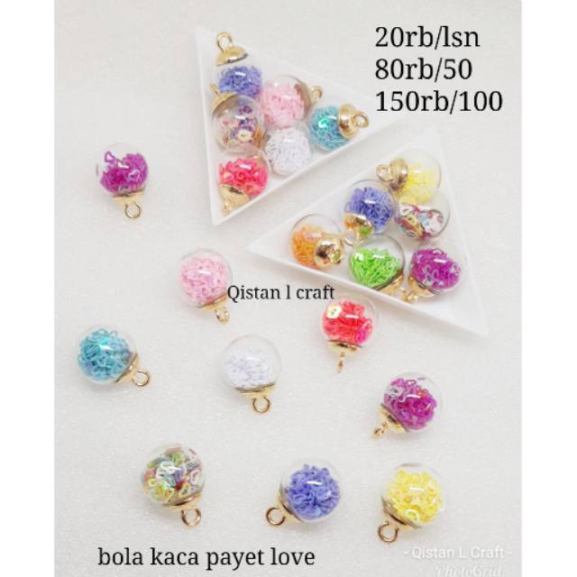 Juntai kaca payet love 12pcs
