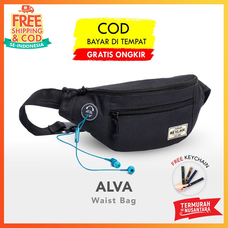 [BISA COD] Tas Selempang Pria Wanita WaistBag Alva New Hot Promo Tas Outdoor Murah ada lubang mp3