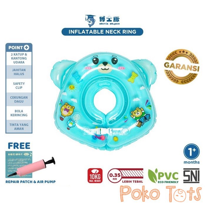 Doctor Dolphin Inflatable Baby Neck Ring Free Air Pump Swimming Ring Ban Renang Leher Bayi