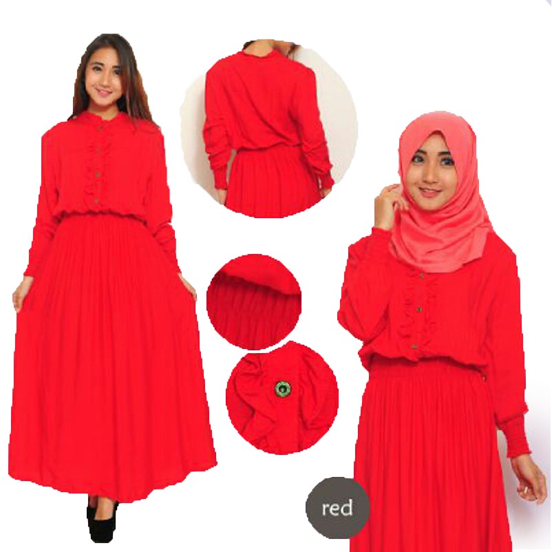 [Syari Salimah Merah SW] Gamis Wanita Rayon Bangkok Merah