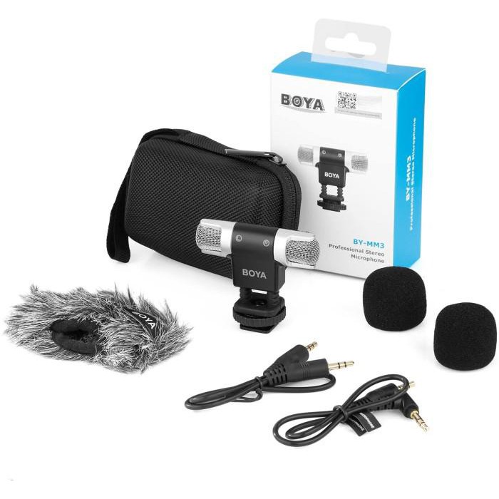 Boya BY-MM3 Dual Head Stereo Mini Condenser Mic With 3.5mm TRS &amp; TRRS - Garansi Resmi 1 Tahun