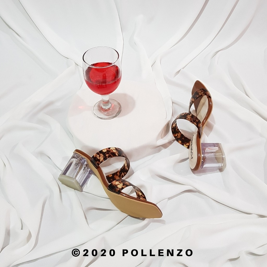 Pollenzo - - Heels Kaca Sepatu Hak Chunky Jumi Jelly Macan Nir-842-4