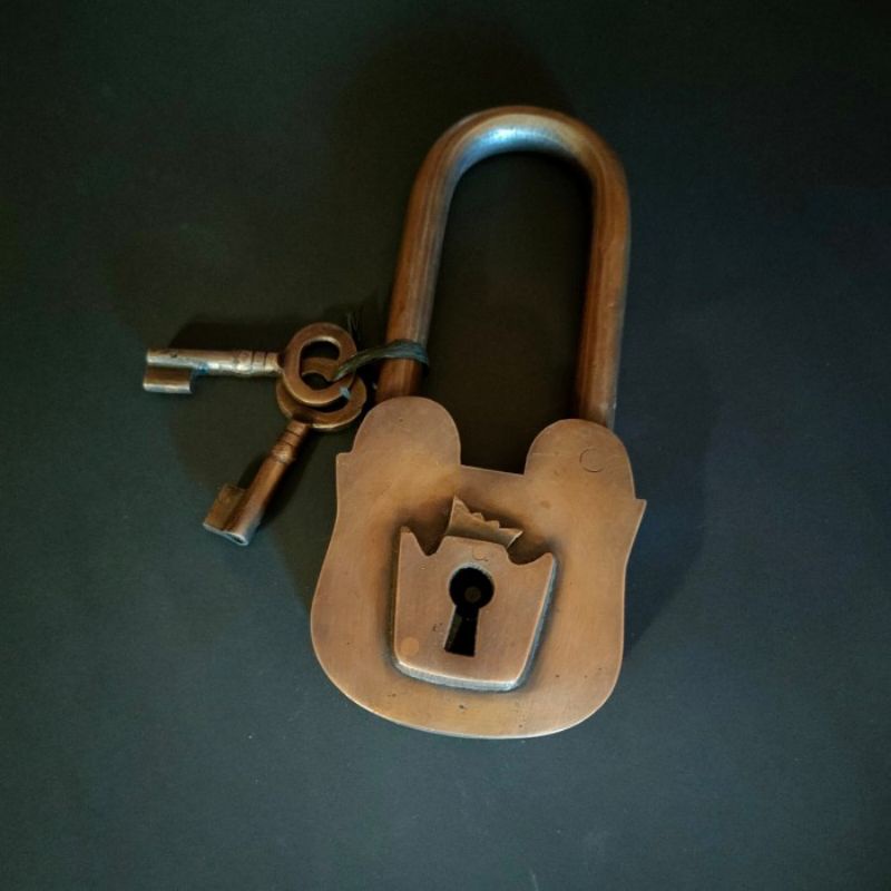 Brass Padlock / Gembok Pagar / Gembok / Kunci Gembok Pagar Batavia Kuningan Antik Solid