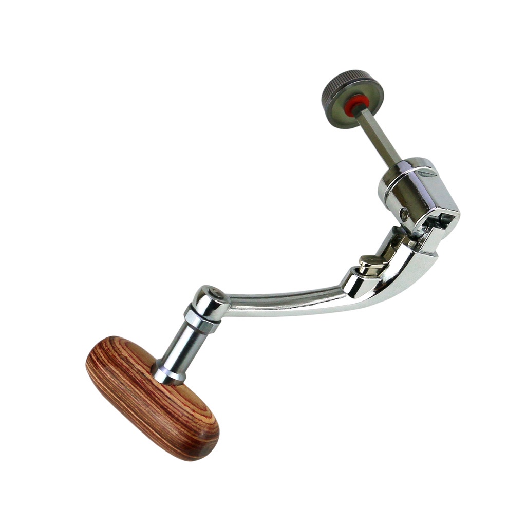 Handle Reel Pancing Bahan Full Metal Dengan Power Knob Kayu