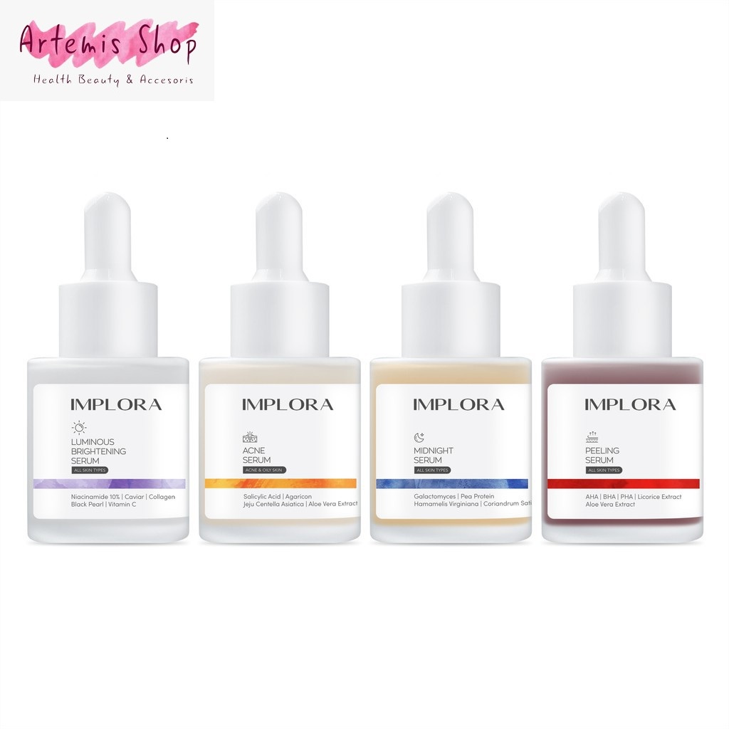 CUCI GUDANG Implora Face Serum 20 ml / Luminous Brightening Serum / Acne Serum / Midnight Serum/ Peeling Serum BPOM