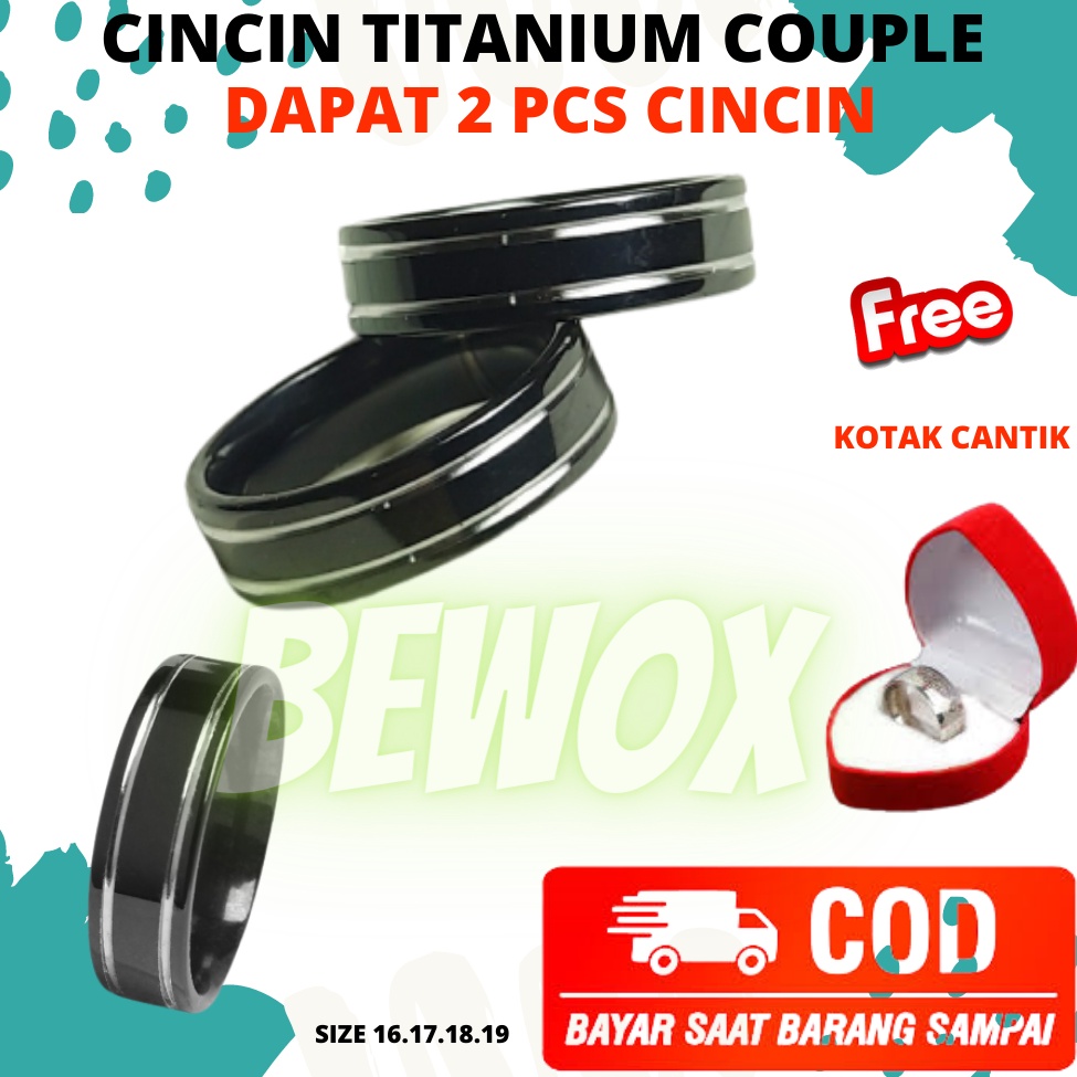 COD KK!!! CINCIN Kawin HITAM LIST  Dapat 2 pcs Dan Free Box Cincin Model Love Berlapis