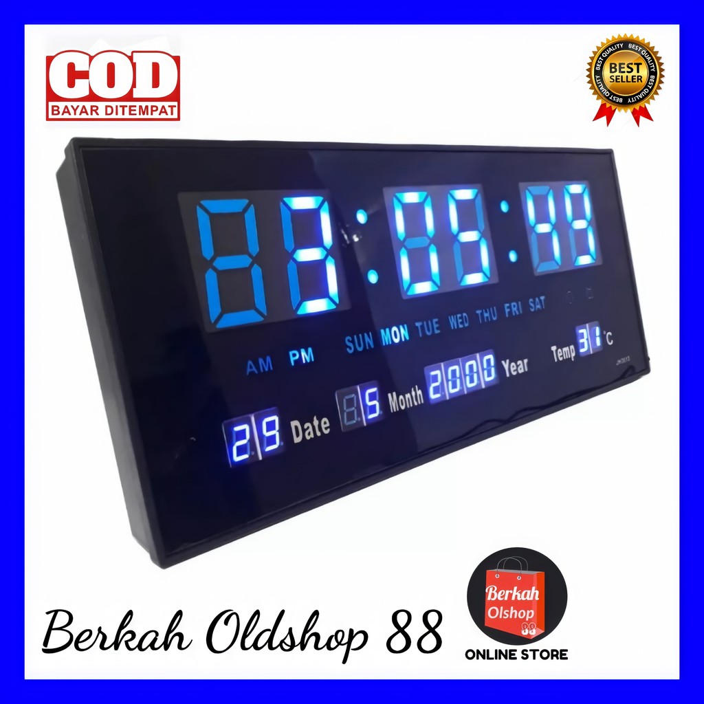 Berkah Oldshop 88 - Jam Dinding Digital LED Meja LED Clock 3615 Biru