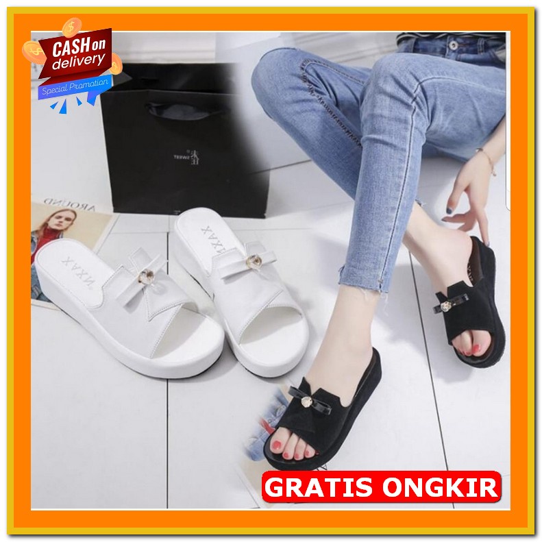 Best Seller[Lr 027]Sandal Wedges Terbaru Sendal Cewek Santai Ss43 Abbushoes Nn 15 Sandal Santai Mo