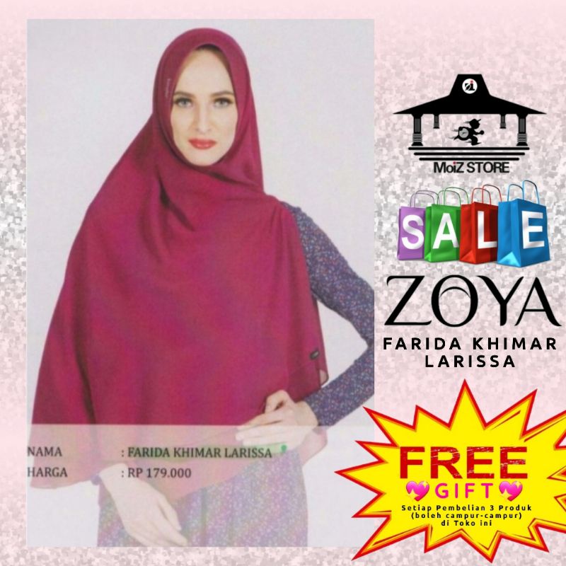 Zoya Jilbab Hijab Bergo Kerudung Syari Syar'i Polos Zoya Instan Instant Langsung Farida Khimar Laris
