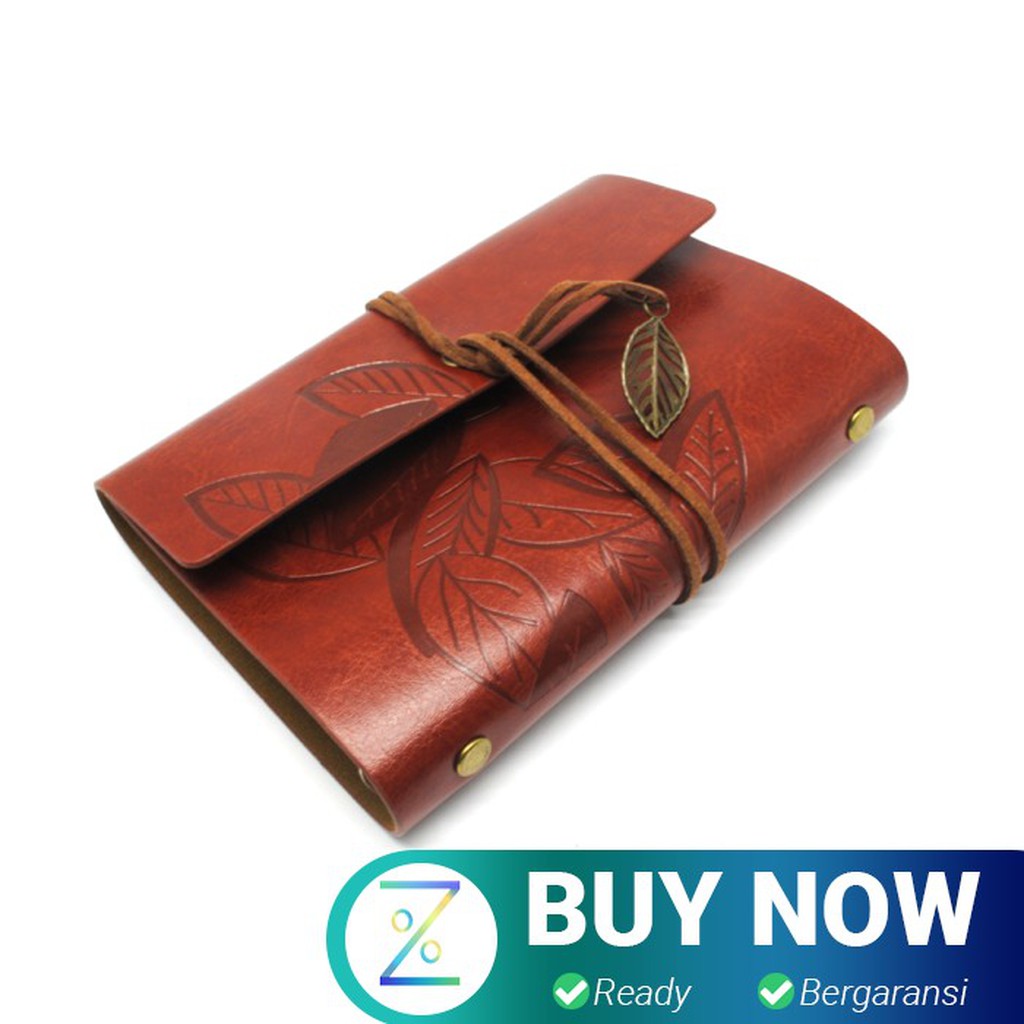 

PHANTACI Buku Catatan Binder Kulit Retro Leaf Kertas B7 - BSD666 - Brown