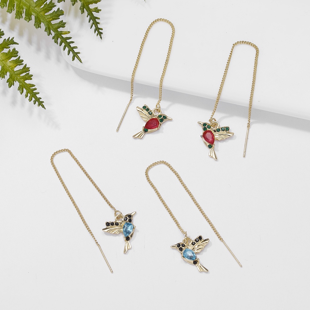 Anting Stud Desain Hewan Burung Hummingbird Untuk Aksesoris Perhiasan