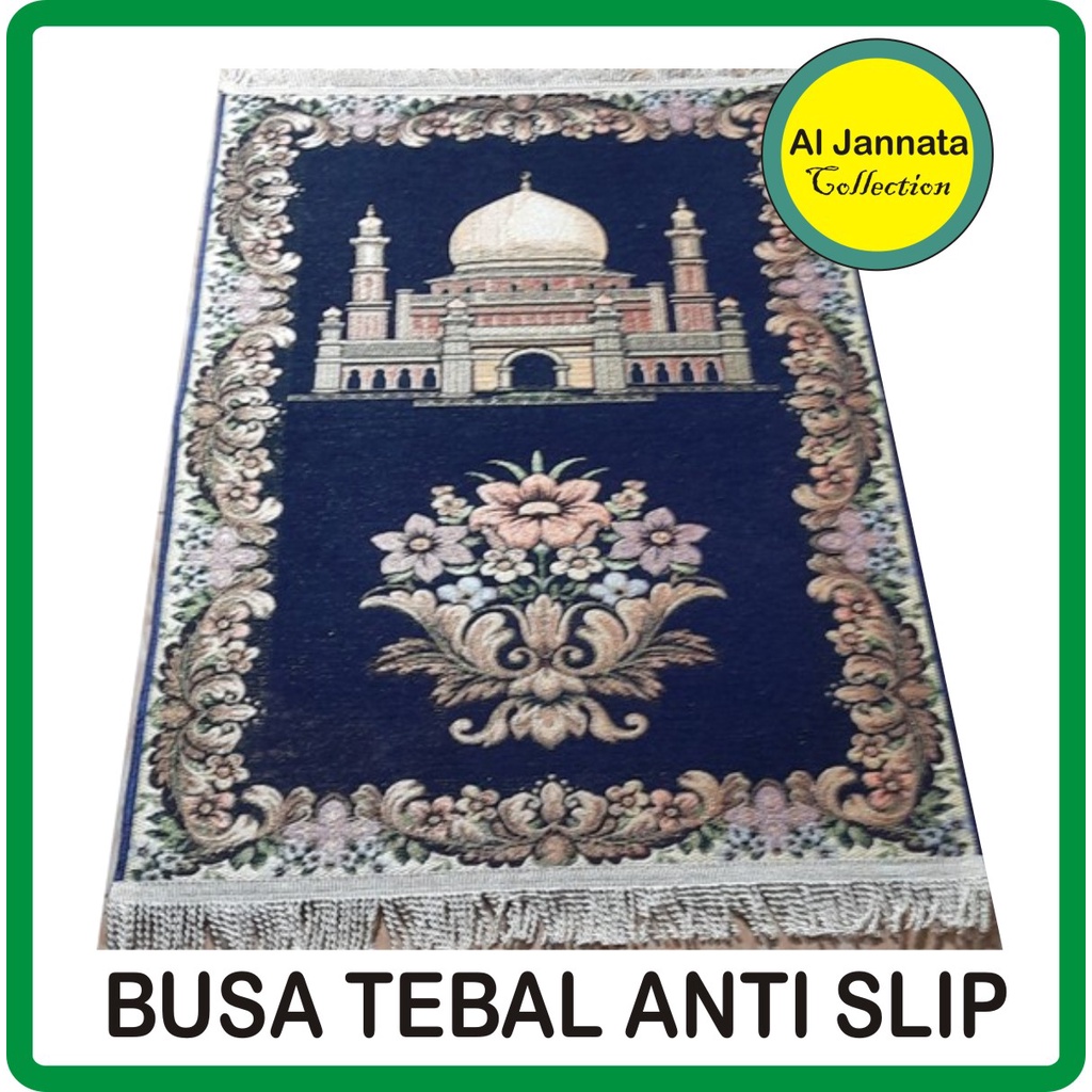 Sajadah Tebal Turki Biru Motif Melati