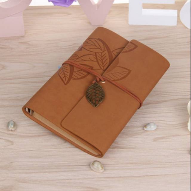 

Sy Buku catatan binder kulit retro leaf kertas A6 brown coklat