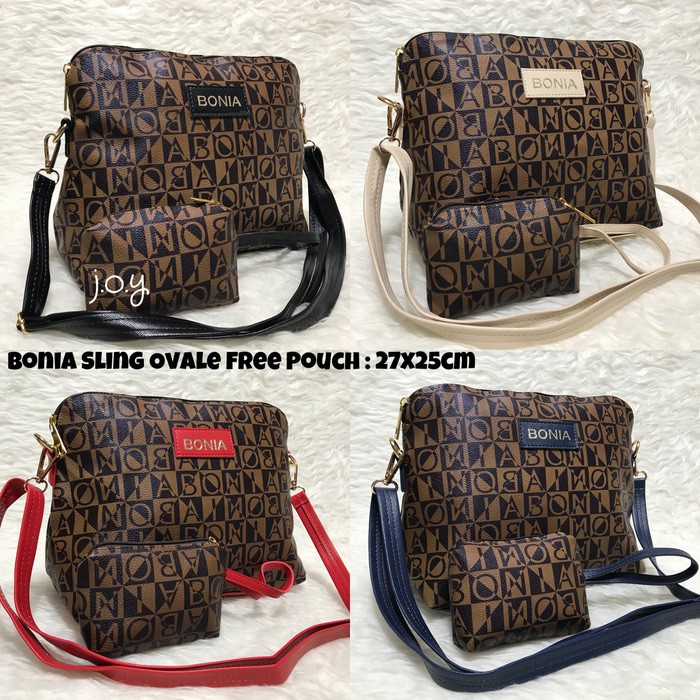 KUALITAS BAGUS TAS MURAH/TAS WANITA/SLINGBAG/CLUTCH/BONIA SLING OVALE FREE POUCH - NAVY