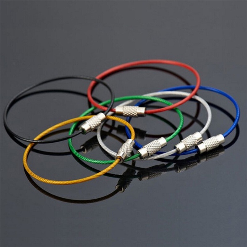 5pcs Gantungan Kunci Tali Kawat Stainless Steel Untuk Outdoor