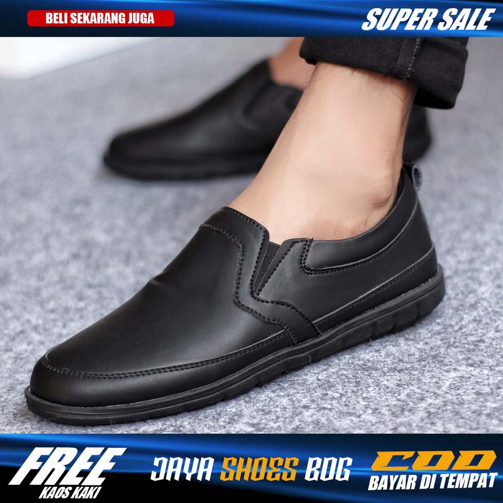 SHELBY|Sepatu Casual Slip On Pria Trendy Selop Slop Cowok Kekinian Pantofel Pria Hitam Kerja Kantor Kuliah