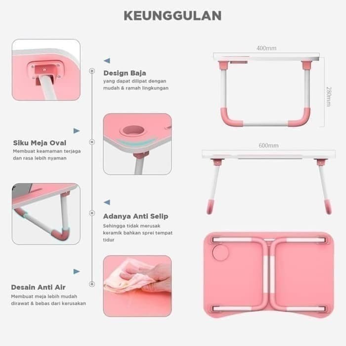 (COD) Meja Lipat Belajar Laptop Portable - Foldable Desk Meja Lipat Komputer