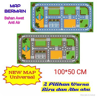 TAYO THE LITTLE BUS Mainan Anak Diecast Mobil Bus PULL BACK Isi 4 Pcs + Peta (Map) Jalanan 100x50cm