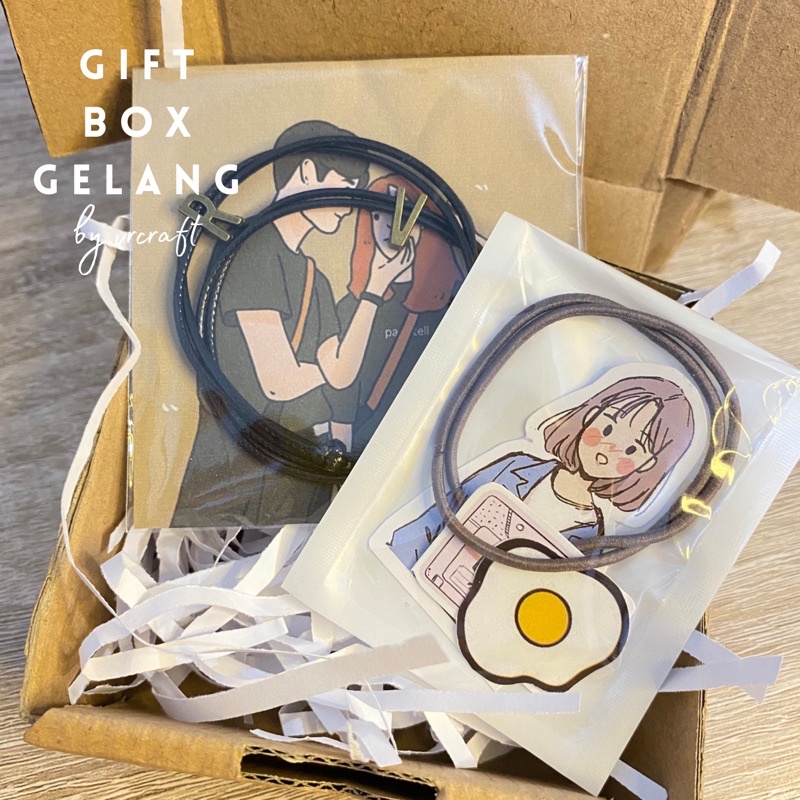 BEST SELLER !!! GIFT BOX GELANG ISI 2PCS FREE GIFT [[ INISIAL BRONZE ]]