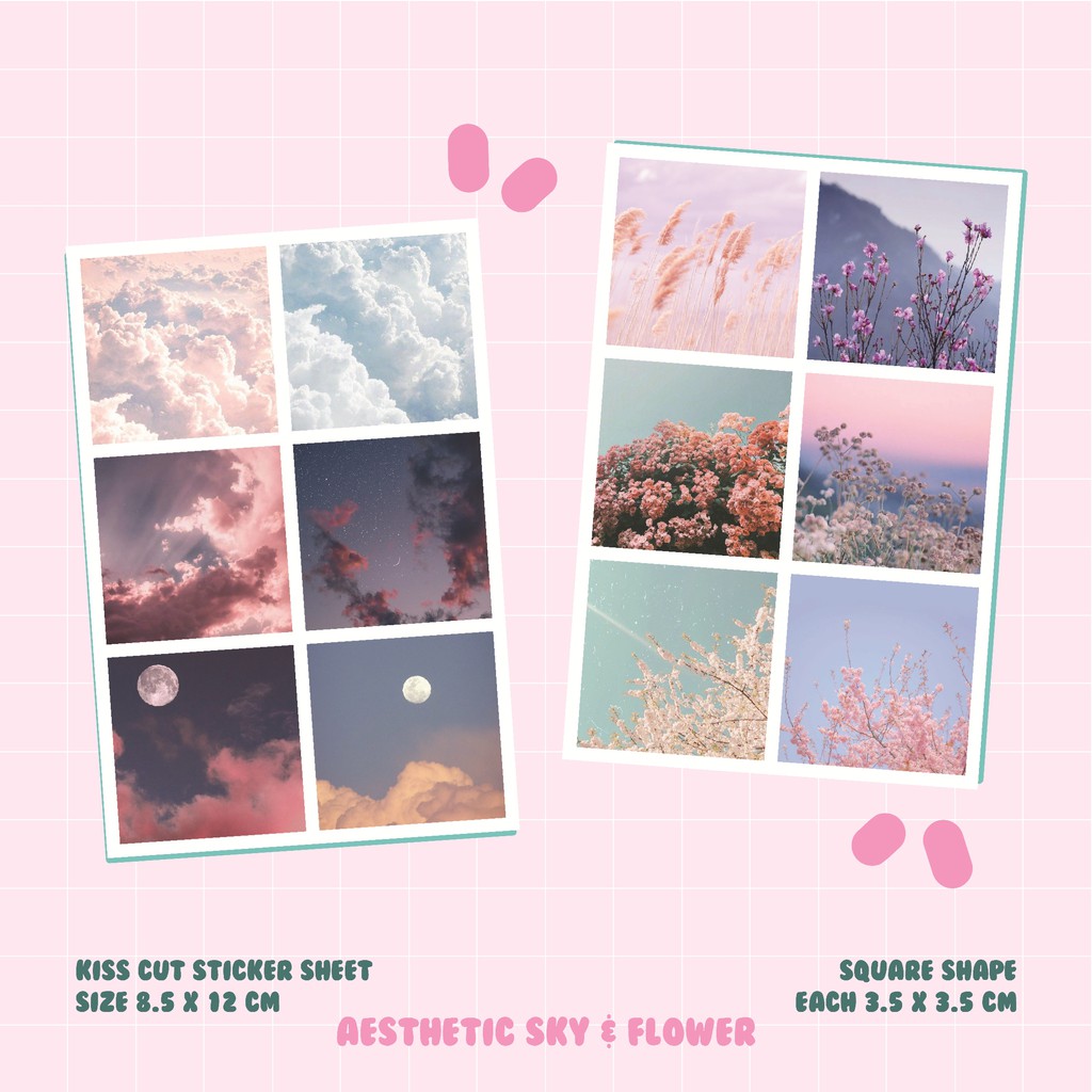

Aesthetic Sky & Flower Sticker Deco Sticker Bisa Ditulis Planner Bujo