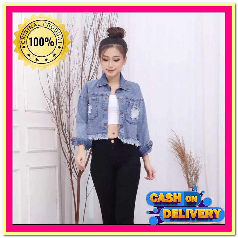 Jaket Wanita Korea Import Cwe Distro Cewek Jins Jaket Levis  Jaket Jeans Mutiara Kode L 938 Jaket Je