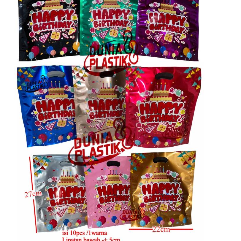

Model Baru isi10pc KANTONG HBD 22x27cm tas tangan plastik mengkilap souvenir goodie bag bungkus kado ultah ulang tahun happy birthday hbd
