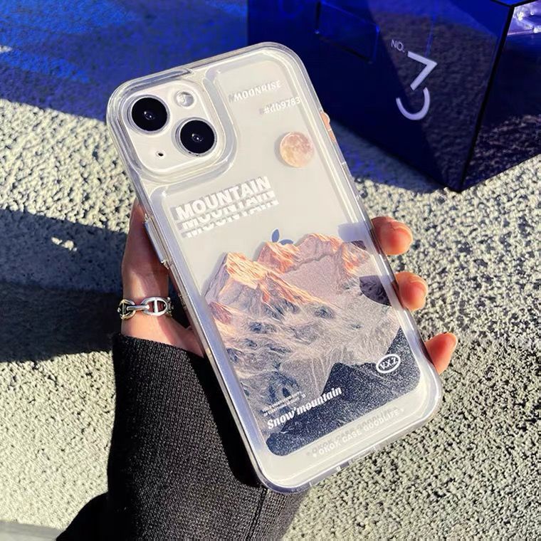 Hard Case Akrilik Motif Pemandangan Gunung Salju Untuk Iphone 13 Pro Max 12 11Pro Xs Max Xr X 8 7 Plus 8P