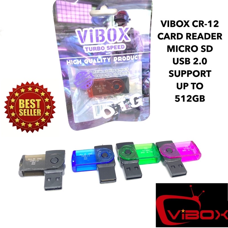 Ready Card Reader Vibox CR-12 Micro SD USB 2.0 Support Up to 512GB