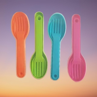 Sendok Garpu Plastik Portable Sendok Set Murah Souvenir Peralatan Makan Sendok Set Bento