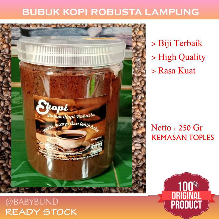 

Kopi Lampung Bubuk Robusta Asli EKOPI Kopi Murni Wangi Halus Original 250 gr