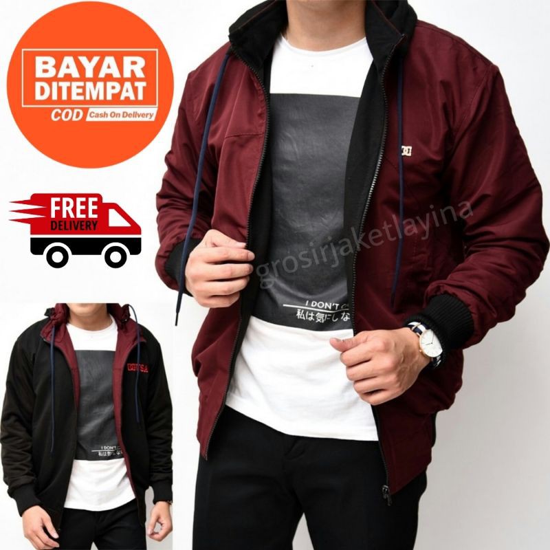 ( 16 VARIAN WARNA ) JAKET BOLAK BALIK 2IN1 / JAKET PRIA / JAKET PARASUT / JAKET MOTOR / JAKET DISTRO