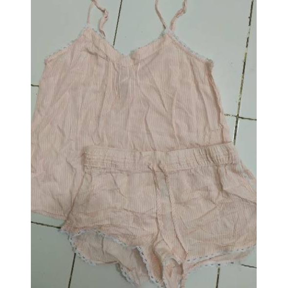 Dijamin Miring harga.. H*M cami pajama striped pink/ baju tidur dewasa original sisa export branded